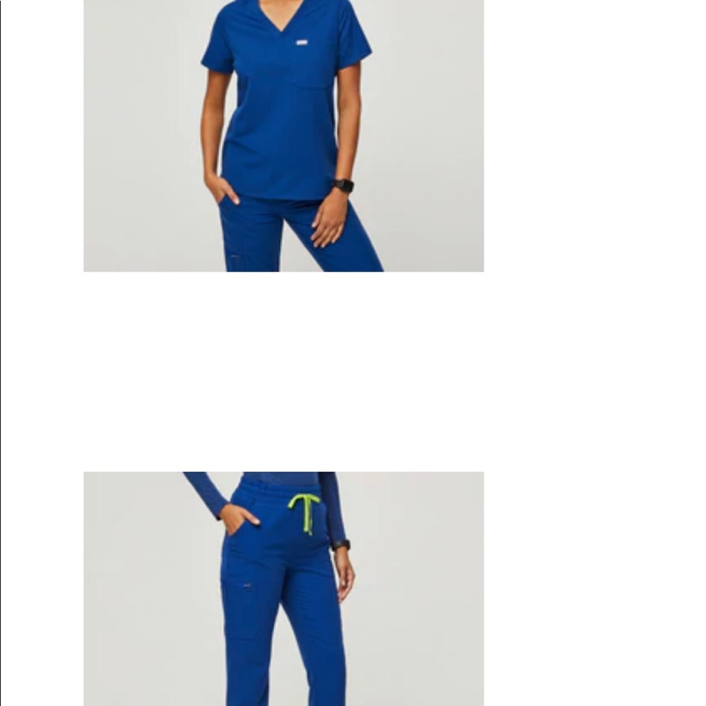 FIGS SCRUBS women's Electric Blue Scrub Top XS, and bottoms SMALL